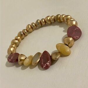 Chic Gold and Red Crystal Beaded Bracelet